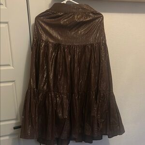LC Lauren Conrad Brown Tiered Bubble Maxi Skirt